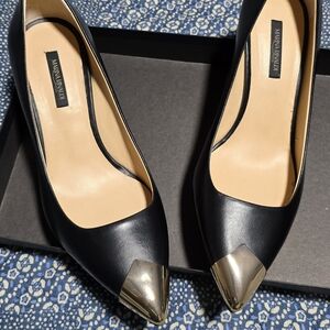 New  Marina Rinaldi Black and Gold Size 39 Brand New